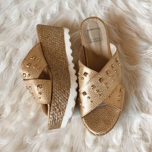 Tosone Gold Studded platform sandals